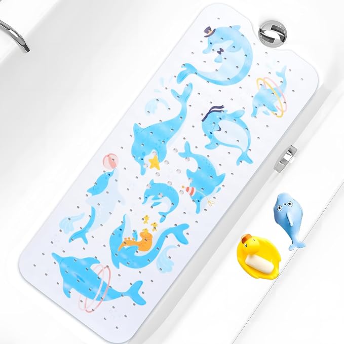 Baby Bath Mat for Tub Non Slip Kids Bathtub Mat Extra Long 40X16 Inch Toddler by Tubozadi