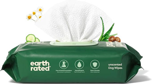 Earth Rated Pet Wipes for Dogs and Cats, Hypoallergenic, Cleaning and Hydrating by EarthRated
