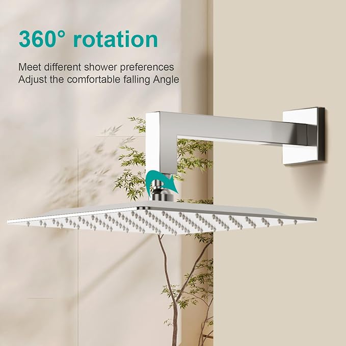Square Rain Shower Head, High Flow Stainless Steel, Work - Image 7
