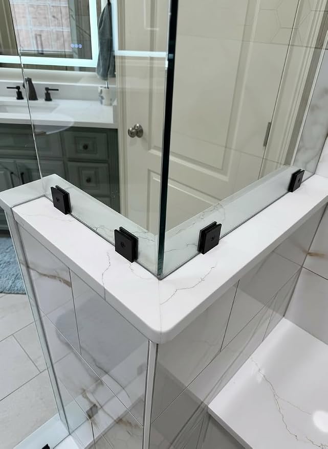 Shower Door Hardware Kit for Frameless Corner Shower Setup, Includes Hinges - Image 3
