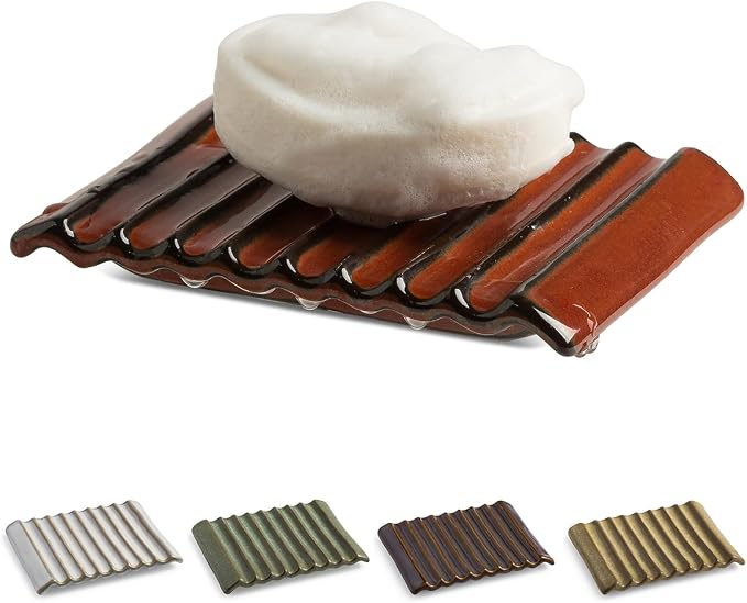 Bar Soap Holder, Ceramic Soap Dish Japanese Soap Tray by LAUCHUH