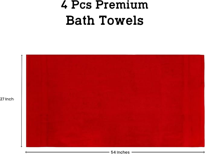 Casa Lino Red Bath Towels Set of 4 - Image 4