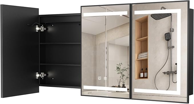 APRILSOUL 60X32 Inch Black Bathroom Medicine Cabinet - Image 9