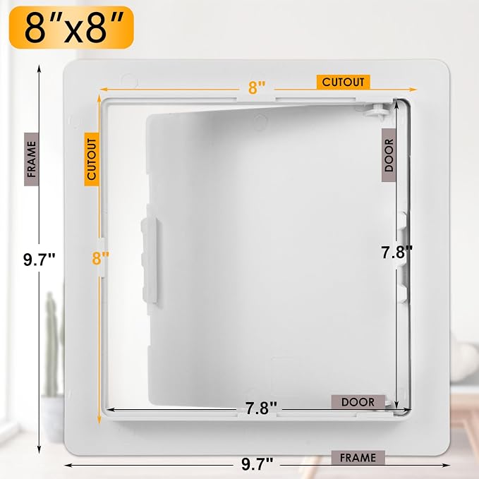 Suteck Plumbing Access Panel for Drywall Ceiling 8 x 8 Inch Reinforced Plastic - Image 2