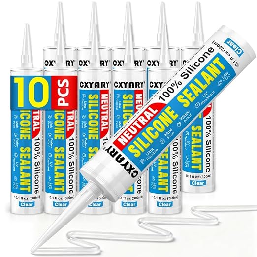 Silicone Caulk & Sealant Clear, 10 Pack by CXYARY
