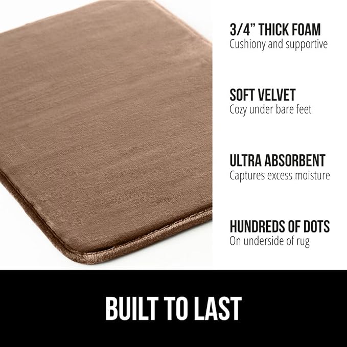 GORILLA GRIP Memory Foam Bath Mat, Soft Absorbent Velvet Bathroom Mats - Image 2