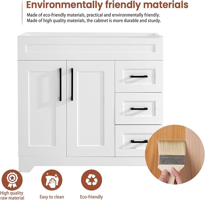 36inch Bathroom Vanity Without Sink, Bathroom Storage Cabinet - Image 5