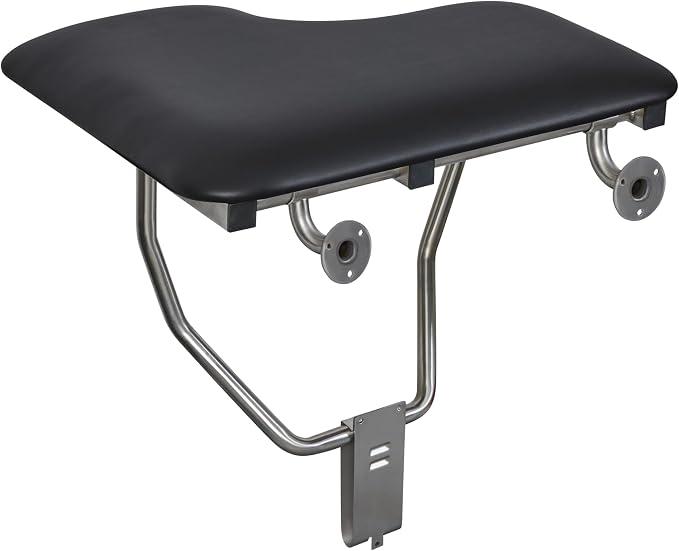 28" x 22.5" Black Padded Cushion Wall Mount Folding Left-Handed Transfer Bench - Image 5