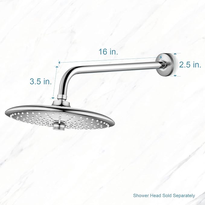 OFFO Shower Arm with Flange, 16 in Wall Mount Replacement Angle Shower Head Arm - Image 5