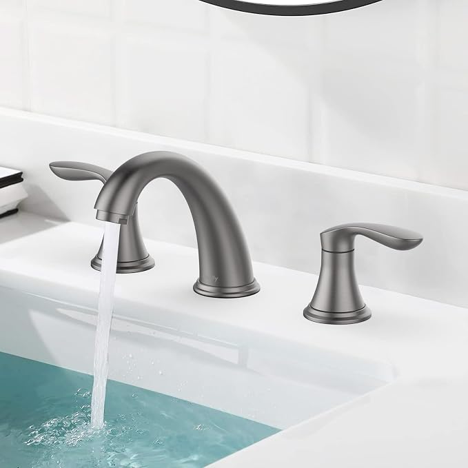 Bathroom Sink Faucet, Faucet for Bathroom Sink, Widespread Gun Grey Bathroom - Image 2