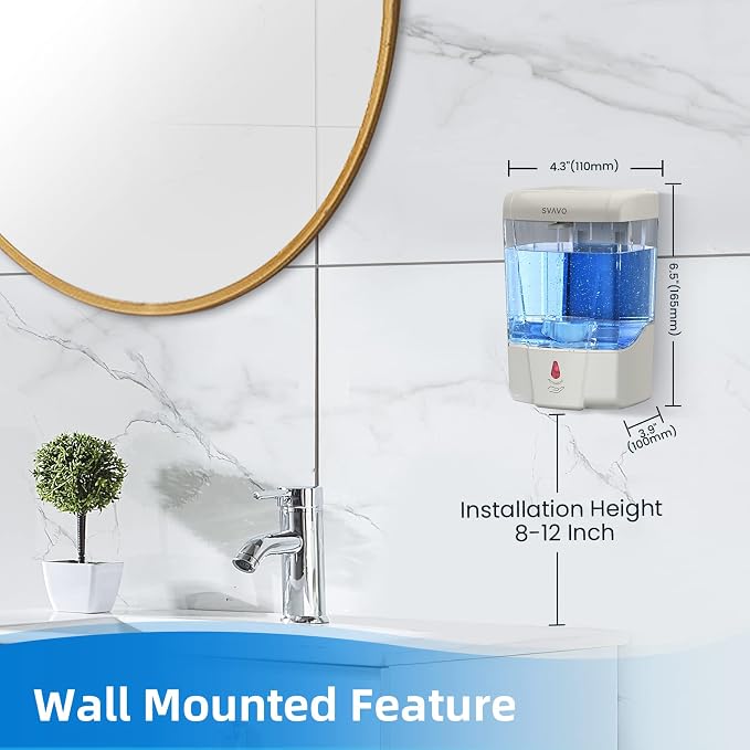 SVAVO Automatic Hand Soap Dispenser, 21 fl.oz/600ml Touchless Soap Dispenser - Image 2