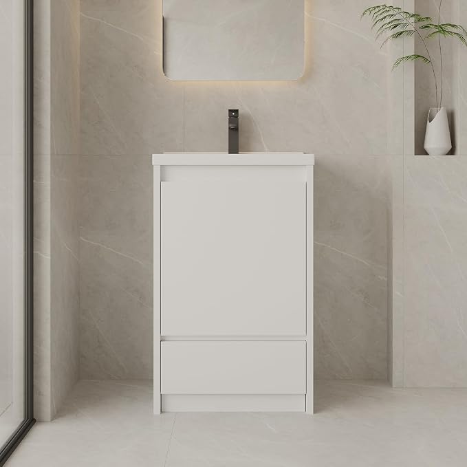 Bathroom Vanity with Sink 20 Inch, Modern Freestanding Bathroom Storage Cabinet by AmpleCharmic