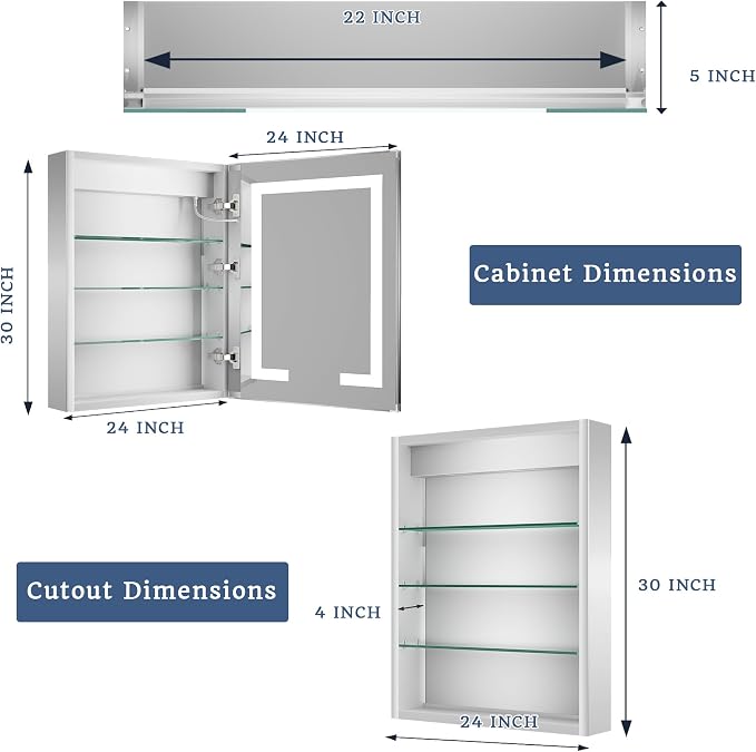 ExBrite LED Lighted Bathroom Medicine Cabinet - Image 2