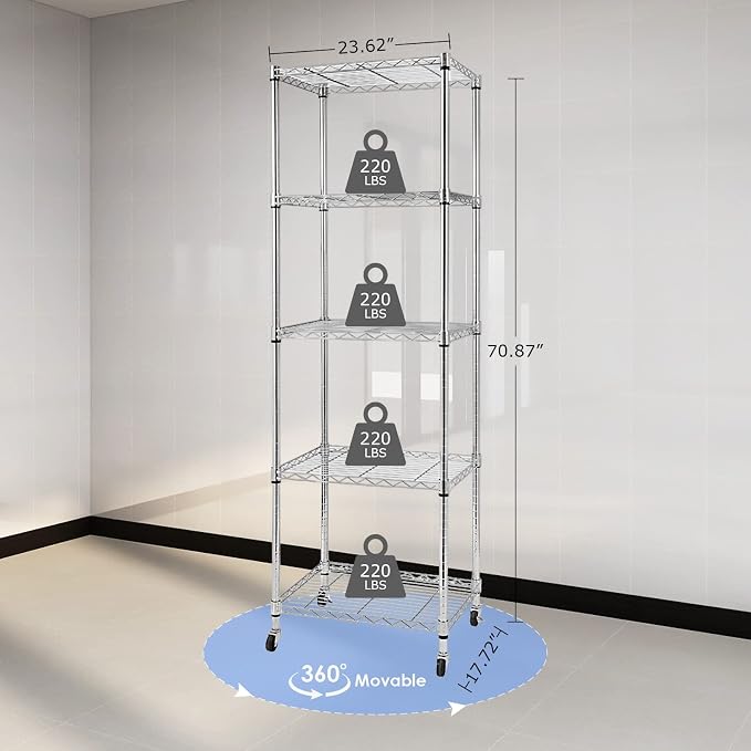 BNSPLY 5 Tier Narrow Wire Shelving Unit - Image 3