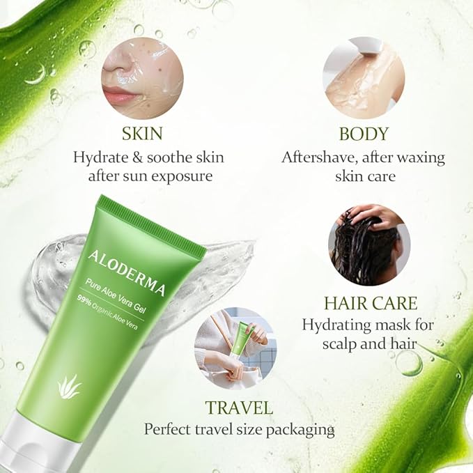 Aloderma 99% Organic Aloe Vera Gel Made within 12 Hours of Harvest, Easy Travel - Image 3