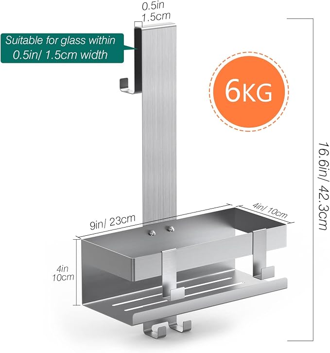 Emibele Over The Door Shower Caddy, 304 Stainless Steel Hanging Shower Caddy - Image 7
