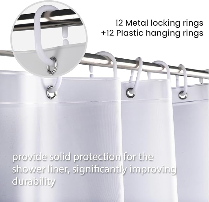 LiBa PEVA Shower Curtain Liner - 8G Waterproof Shower Liner - Image 7