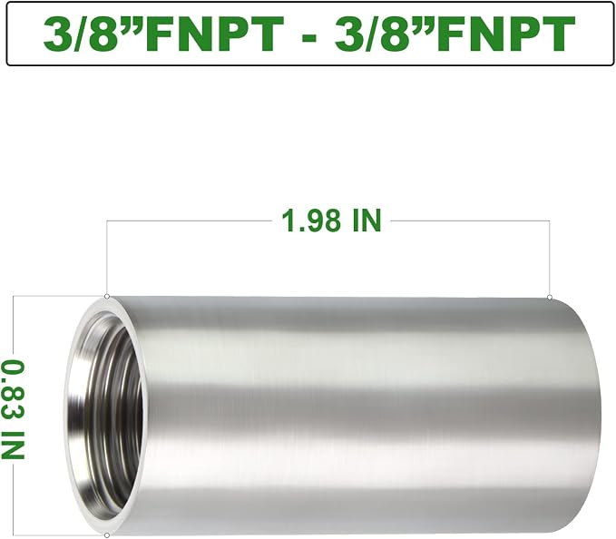 TAISHER 2PCS Stainless Steel Pipe Fittings, 3/8" NPT x 3/8" NPT Female Threaded - Image 4
