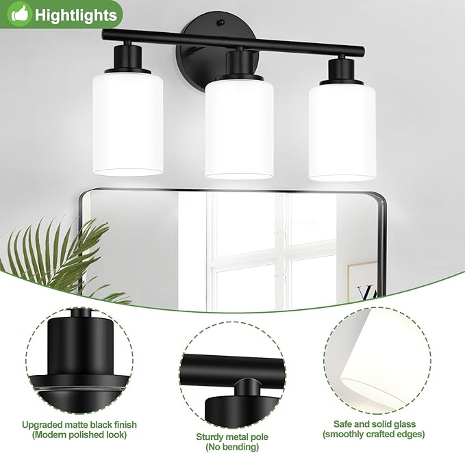 3-Light Bathroom Light Fixtures, Bathroom Wall Lamp - Image 4