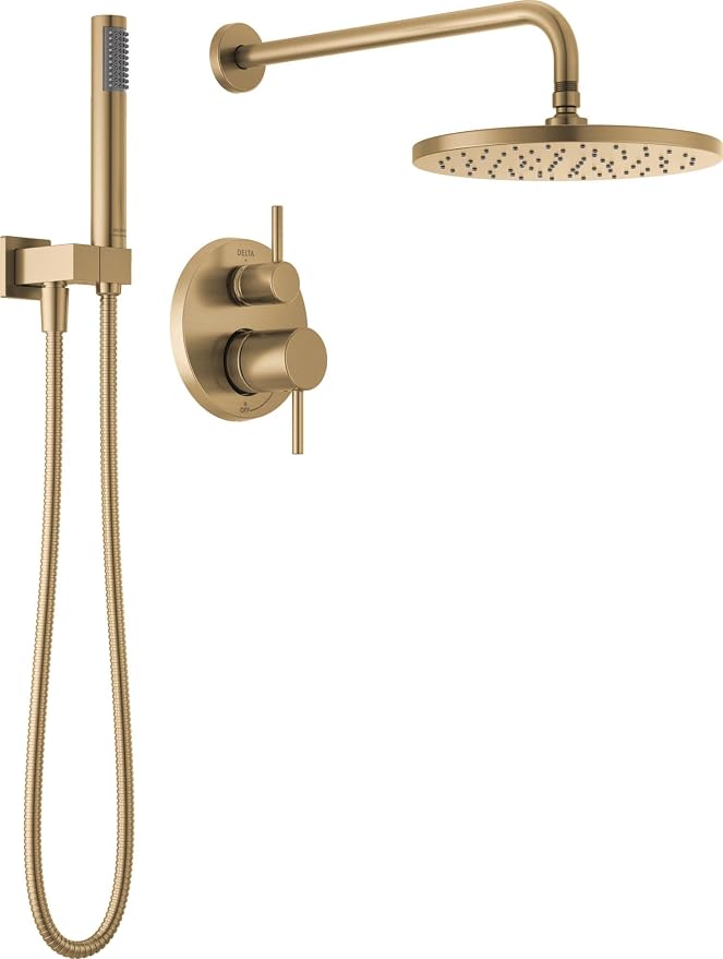 Delta Modern 14 Series Round Rain Shower System Faucet Set, Rainfall Brushed by DeltaFaucet