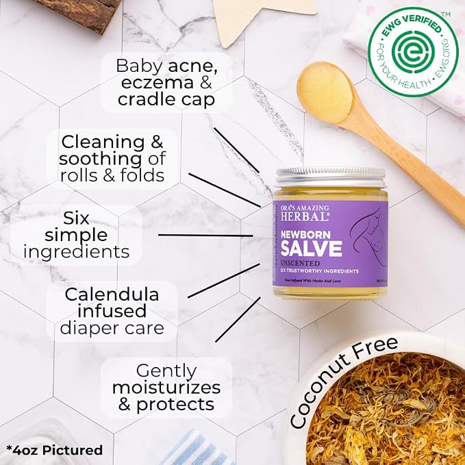 Ora's amazing Herbal, Newborn Salve, Diaper Rash Cream, Calendula Baby Balm - Image 2
