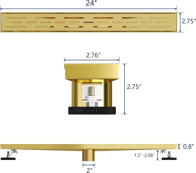 Neodrain 24-in Brushed Brass Rectangular Linear Shower Drain - Image 2