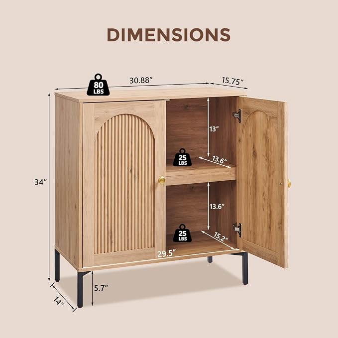 Bathroom Cabinet with Storage, Modern Sideboard Cabinet - Image 2