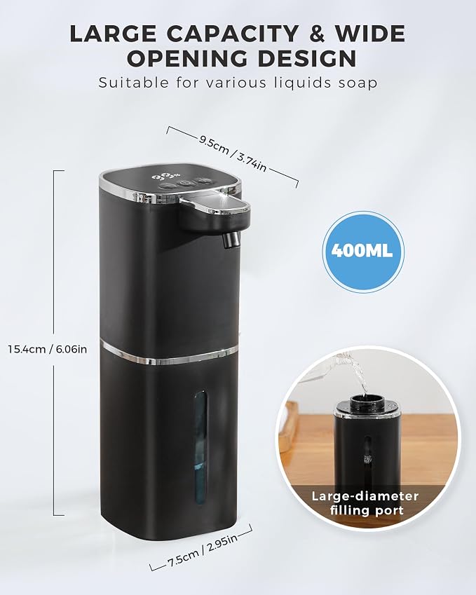 2 Pack Automatic Foaming Soap Dispenser, 12.8oz Rechargeable, Adjustable Foam - Image 2