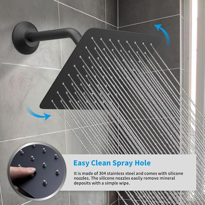 Temperature Display Shower Faucet Set Matte Black Shower System - Image 7