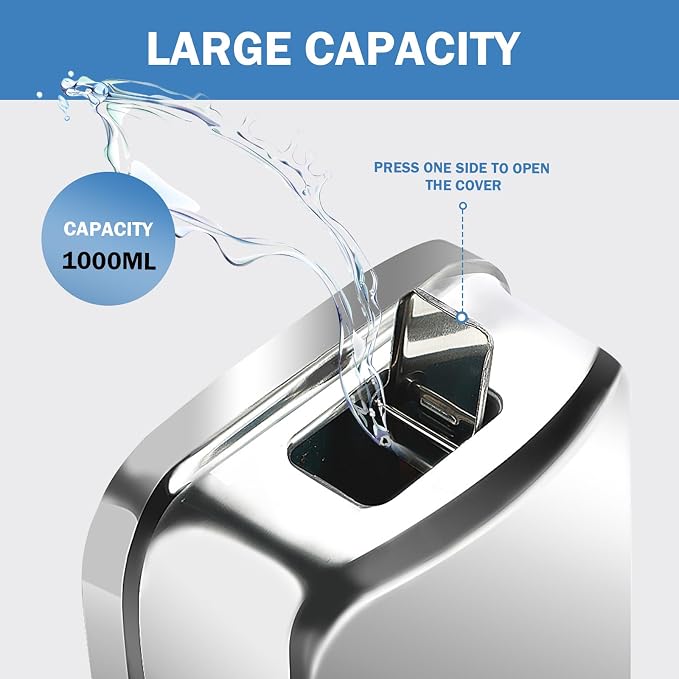 34 oz/1000ml Stainless Steel Commercial Soap Dispenser Wall Mount, Hand Soap - Image 5