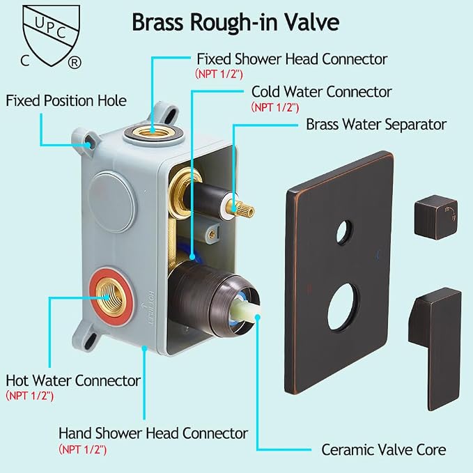 Shower Faucet Set Complete, Wall Mount Shower System - Image 5