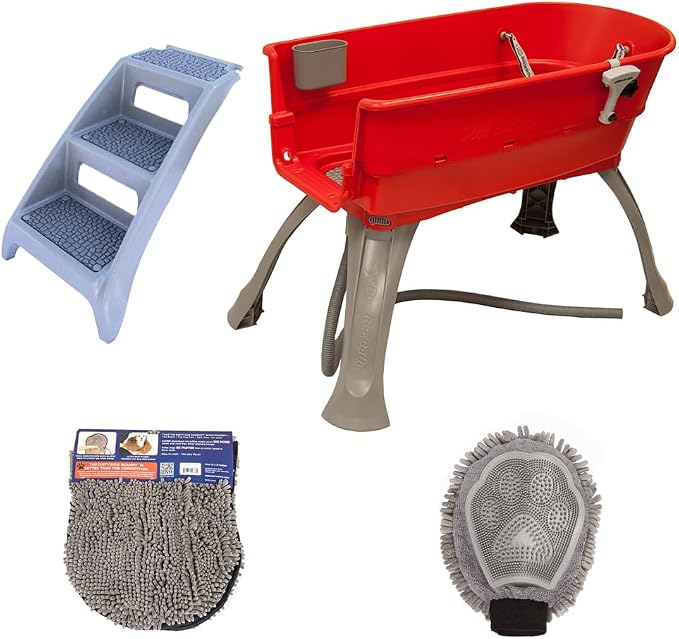 Booster Bath Elevated Pet Bathing Large Red by BoosterBath