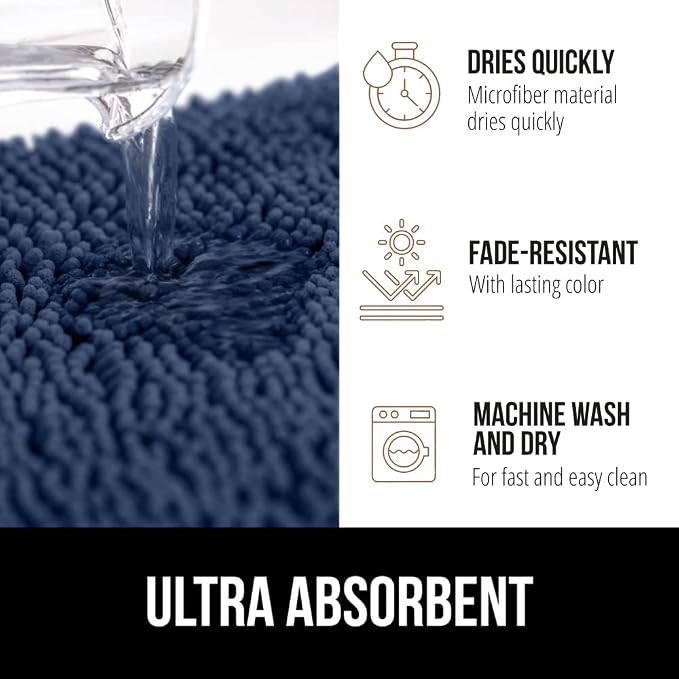 GORILLA GRIP Bath Rug Mat 30x20, Soft Absorbent Chenille, Quick Dry Microfiber - Image 4