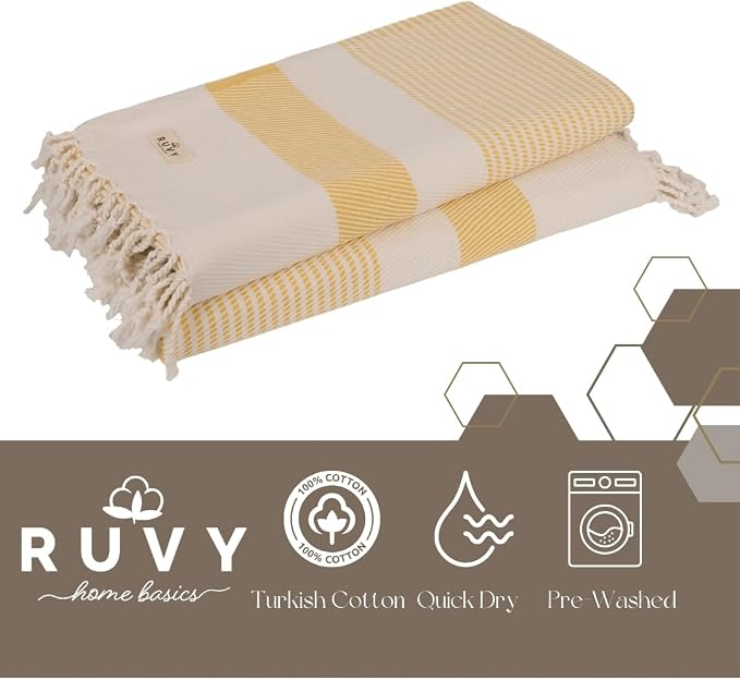 Ruvy Home Basics 2 Pack Turkish Beach Towels – Oversized Quick-Dry Bath Towels - Image 2