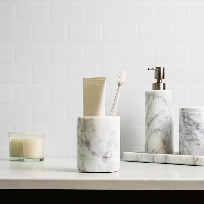Cork & Mill Marble Bathroom Accessories Set, Complete 3 Piece Set - Image 5