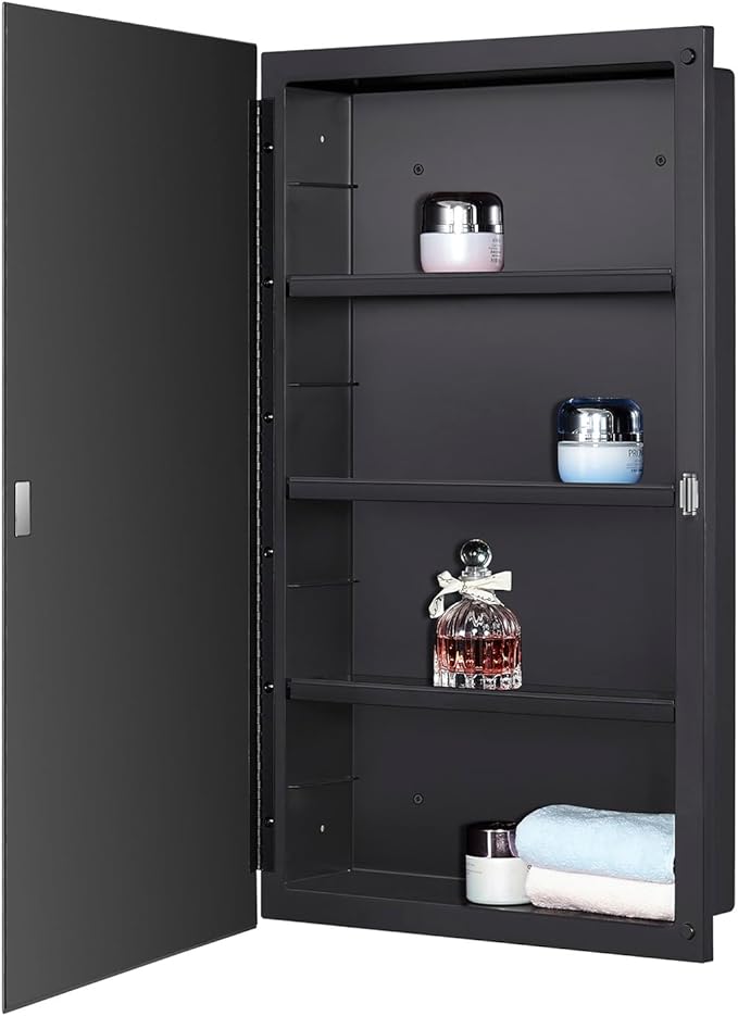DYLLOR Black Plastic Medicine Mirror Cabinet - Image 3