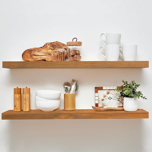 Homeforia 36 inch Golden Oak Floating Shelf, High End Solid Real Wood 36inch by Homeforia