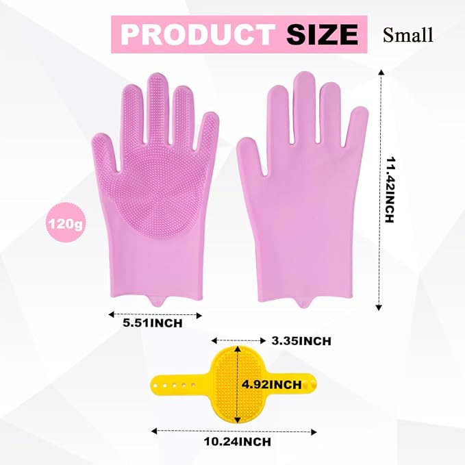 Pet Grooming Gloves and Brush Set, Dog and Cat Bath Scrubber Silicone Gloves - Image 4