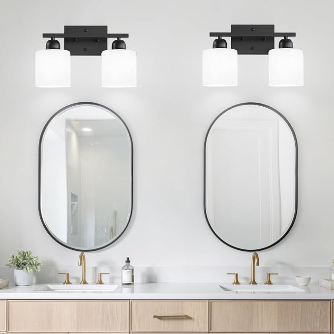 2 Light Black Bathroom Light Fixture, Modern Bathroom Lights - Image 4