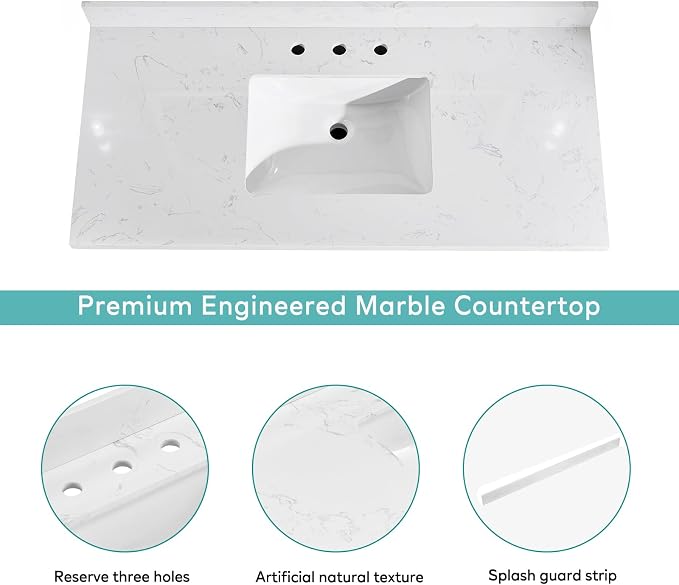 48’’ Bathroom Vanity with Undermount Sink, Soft-Closing Doors and Drawers - Image 5