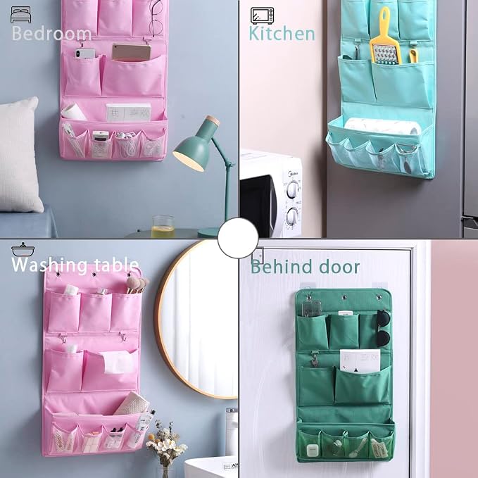 HSLFUAI Hanging Organizer with Pockets – Wall & Door Storage Bag with 3 Sticky - Image 7