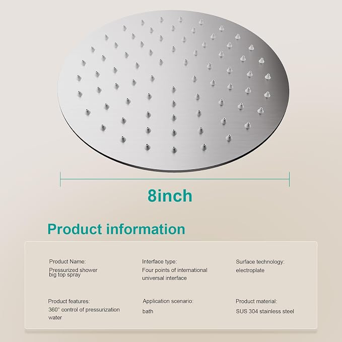 All Metal Rain Shower Head - Image 2