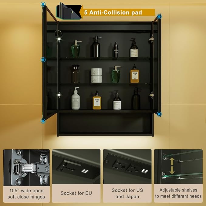 KWW LED Lighted Bathroom Medicine Cabinet - Image 4