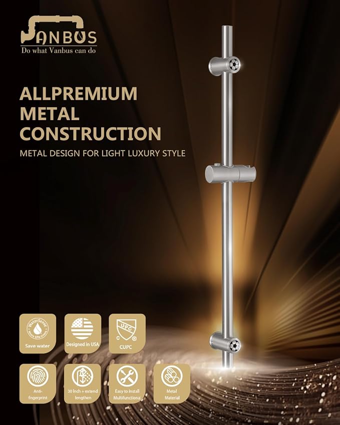 Brushed Nickel Shower Slide Bar 32 Inch - Image 4