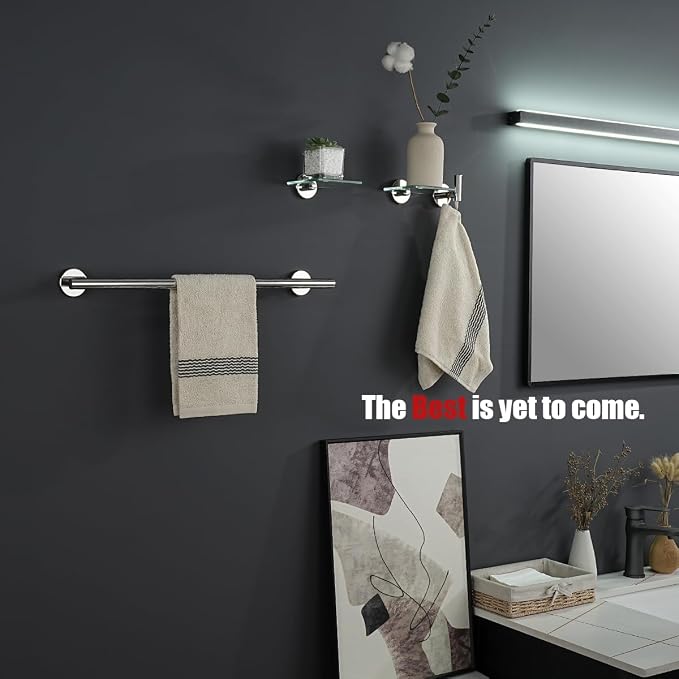 JQK Small Floating Glass Shelves Chrome, 4 Inch Display Ledges - Image 5