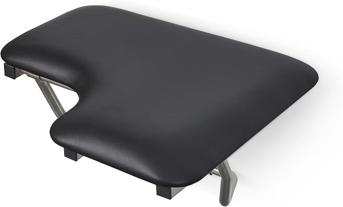 28" x 22.5" Black Padded Cushion Wall Mount Folding Left-Handed Transfer Bench - Image 4