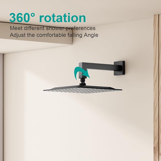 Square Rain Shower Head, High Flow Stainless Steel, Work - Image 7