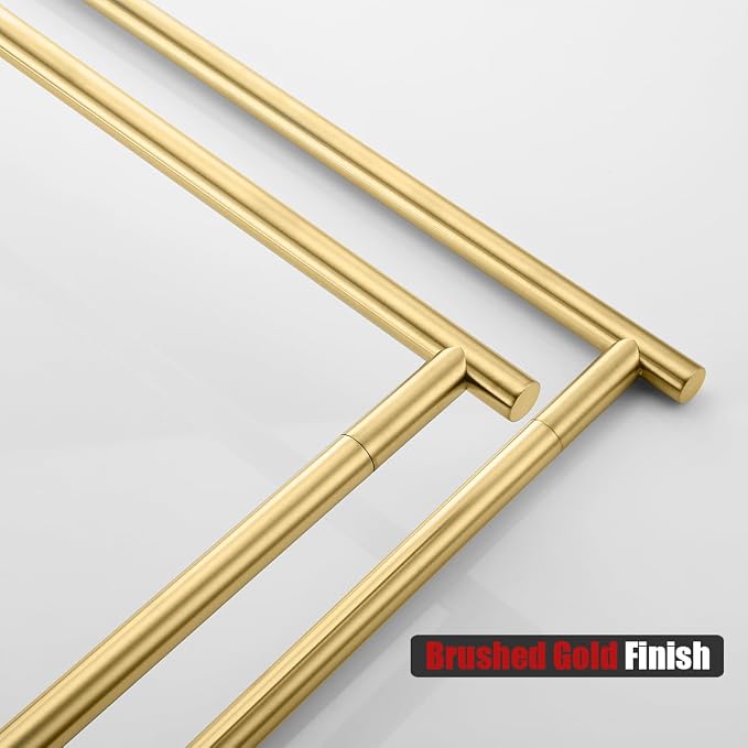 JQK Bath Towel Bar Free Standing Gold, 30 Inch Stand Double Towel Rack Holder - Image 6