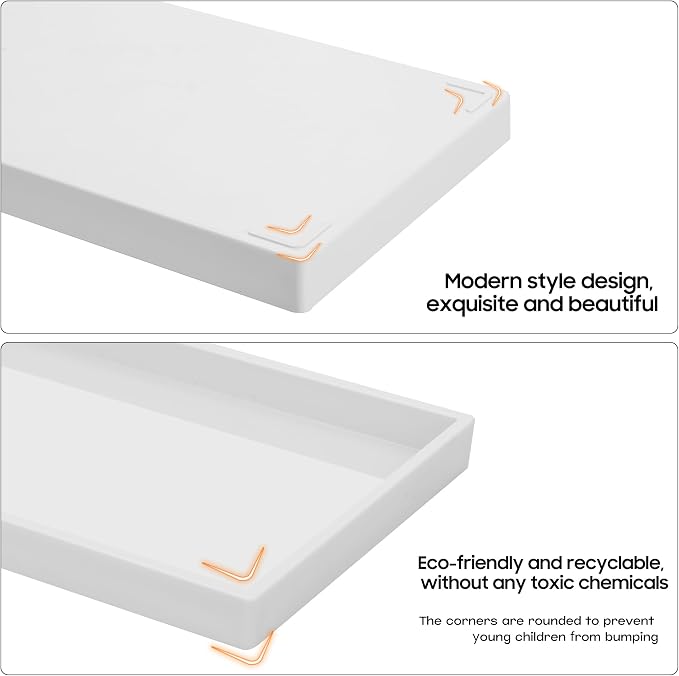 Vanity and Bathroom Tray, 7.7" ABS Countertop Organizer, Waterproof Vanity Tray - Image 7