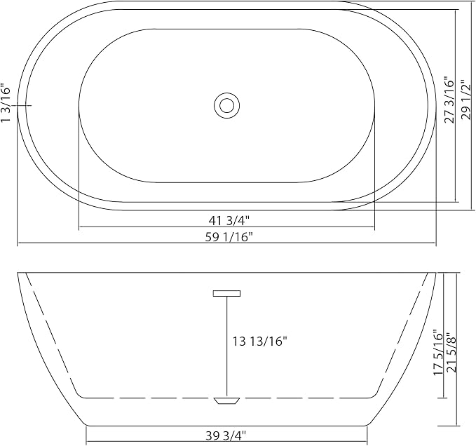 Logmey 59 Inch White Acrylic Freestanding Bathtub - Image 5